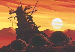 l'épave à moitié ensevelie du Yamato