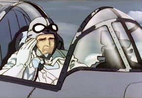 on voit un pilote américain faire un salut militaire devant le Yamato en train de sombrer