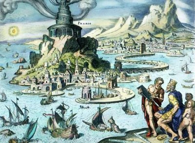 le phare de l'le de Pharos (le phare d'Alexandrie)
